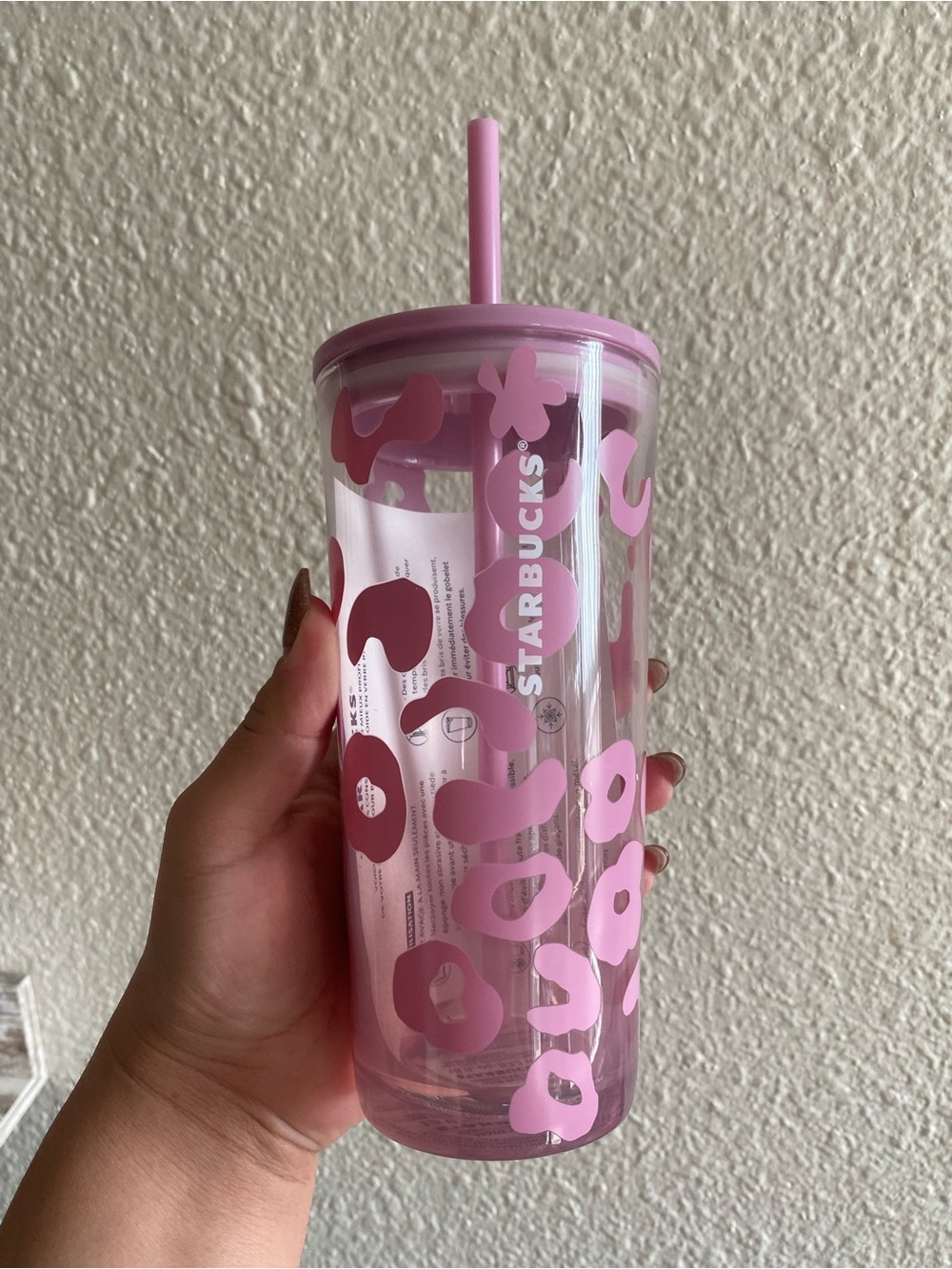 Starbucks Pink Leopard Glass Tumbler